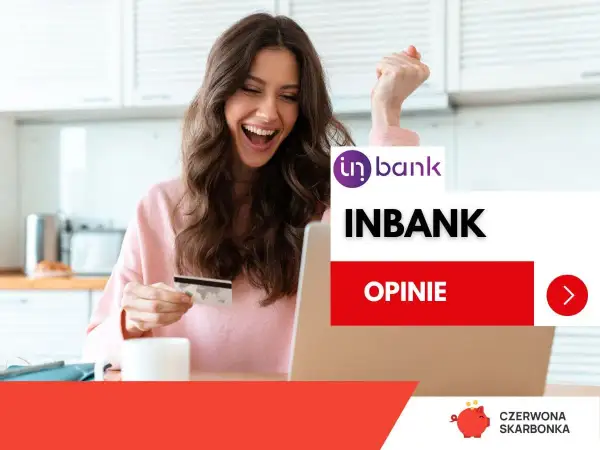 Szczęśliwa kobieta z kartą płatniczą i laptopem. Czy inbank to dobry bank? Sprawdź opinie!