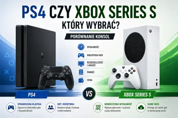 Porównanie PS4 i Xbox Series S: co lepsze? Konsola PlayStation 4 kontra Xbox Series S, porównanie wydajności, gier i ceny.