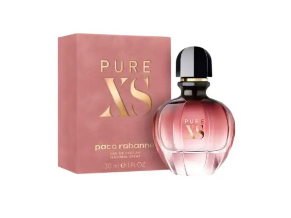 Perfum Paco Rabanne Pure XS Femme, w różowym opakowaniu i flakonie z gradientem, symbol luksusu i zmysłowości.