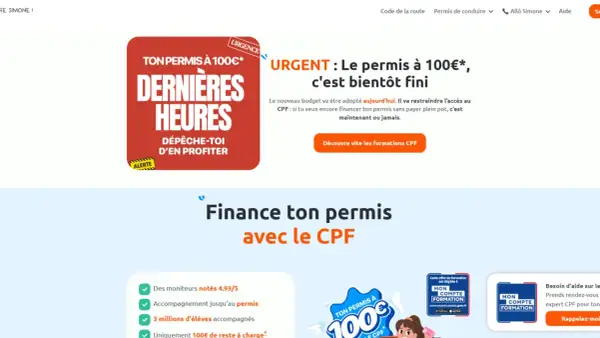 Urgent : le permis à 100€, c'est bientôt fini ! Profitez-en pour financer votre permis avec le CPF avant que l'offre ne disparaisse.