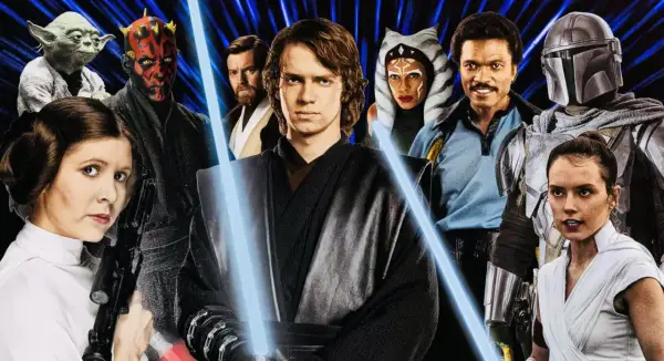 Gwiezdne Wojny postacie dobre: Yoda, Leia, Maul, Obi-Wan, Anakin, Ahsoka, Lando, Mandalorian, Rey.