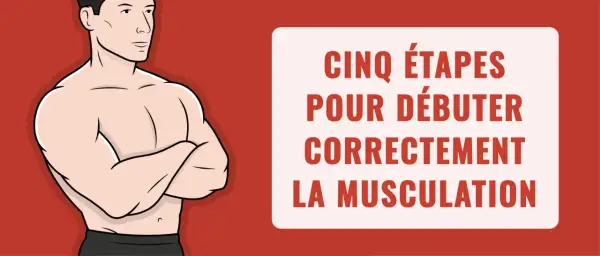 Un homme musclé pose, prêt à suivre un programme musculation débutant. Cinq étapes pour commencer la musculation correctement.