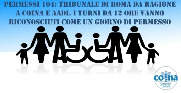 Famiglie con disabili e bambini. I permessi legge 104 con turni da 12 ore spettano come un giorno di permesso.