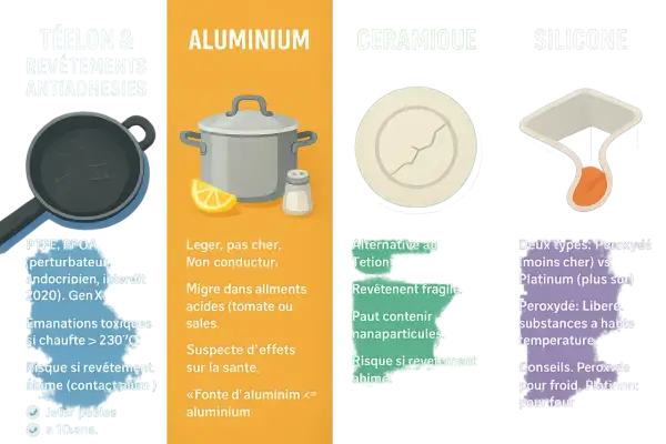 Comparaison des matériaux de cuisson : Téflon, aluminium, céramique, silicone. Quelles sont les meilleures casseroles pour la santé ? Le silicone est une bonne option.