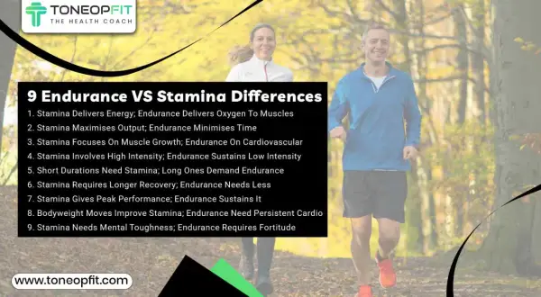 A man and woman run in a park, illustrating the differences between stamina and endurance.