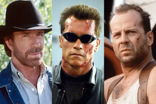Chuck Norris w kapeluszu, Arnold Schwarzenegger z bliznami i Bruce Willis w podkoszulku. Trzech legendarnych, starzy aktorzy kina akcji.