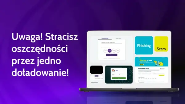 Ostrzeżenie przed phishingiem i scamem przy próbie doładowania telefonu Play. Zobacz, jak bezpiecznie doładować komuś telefon Play.