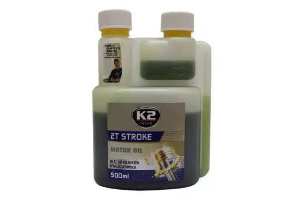 Butelka oleju silnikowego K2 Texar 2T Stroke 500ml z miarką.