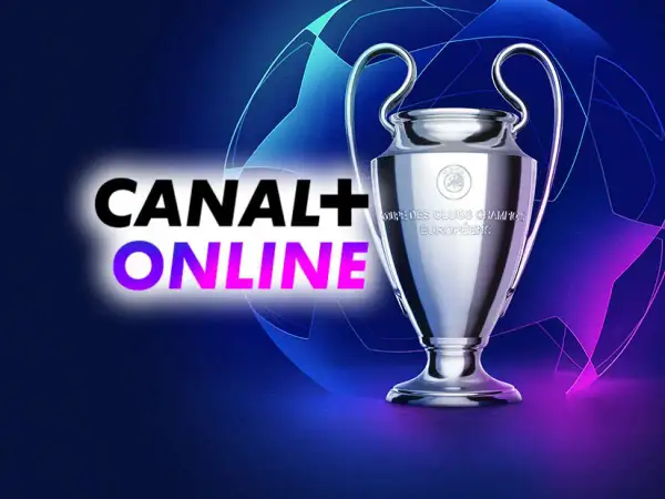 Puchar Ligi Mistrzów i logo Canal+ Online. Dowiedz się, gdzie oglądać mecze w ramach liga mistrzów 2022.