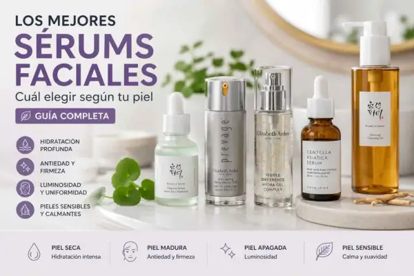 Los mejores sérums faciales para cada tipo de piel. Descubre qué es un serum y elige el ideal para ti: hidratación, antiedad, luminosidad o calma.