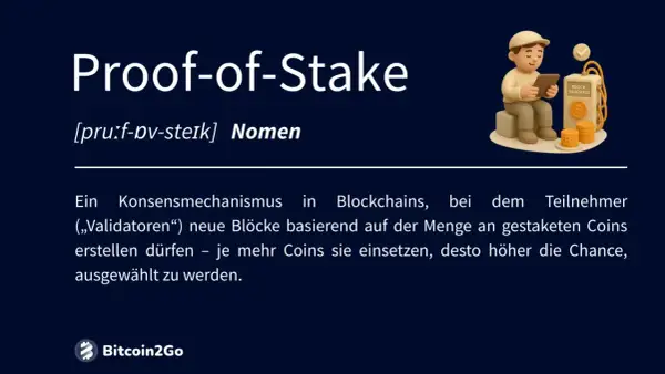 Ein Validator setzt Coins ein, um neue Blöcke in einer proof of stake blockchain zu erstellen. Je mehr Coins, desto höher die Chance.