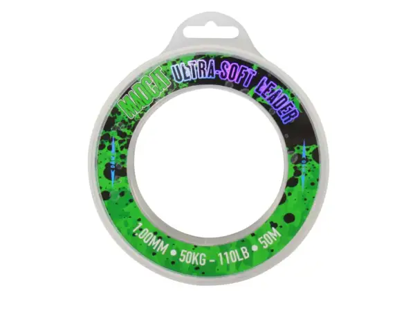 Kołowrotek z żyłkami przyponowymi MADCAT ULTRA-SOFT LEADER, 1.00MM, 50KG, 110LB, 50M.