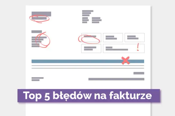 Błędy na fakturze, w tym nieprawidłowy kod PKWiU, zaznaczone na czerwono.