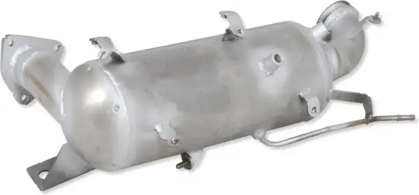 Filtr DPF do Opla Insignia, metalowy, cylindryczny, z mocowaniami i rurkami.