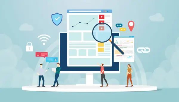 Personas analizan un gráfico de crecimiento en pantalla, mostrando cómo funciona el tráfico orgánico.