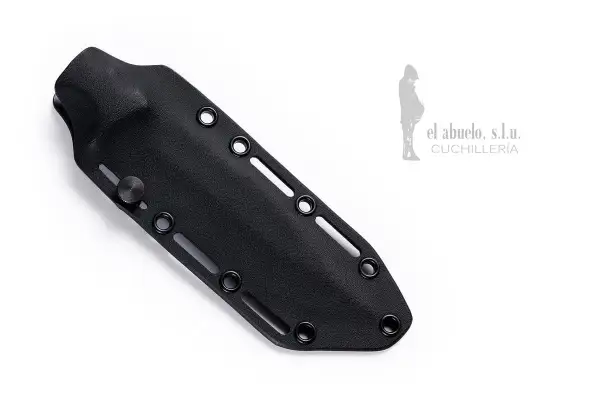 Funda negra para cuchillos a medida, con remaches y tornillo de sujeción. Ideal para proteger tu herramienta.