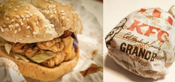 KFC Grande, pyszny burger z chrupiącym kurczakiem i sosem. Dłuższy posiłek to dłuższe doznania smakowe, ale pamiętaj o jego kaloryczności.