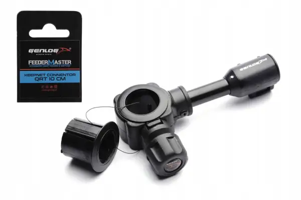 Czarny uchwyt do siatki wędkarskiej Genlog Feeder Master QRT 10 CM. Solidny, praktyczny, ułatwia szybkie mocowanie.