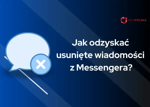 Jak odzyskać usunięte wiadomości z Messengera? Grafika przedstawia dymek czatu z ikoną krzyżyka, symbolizującą usunięcie.