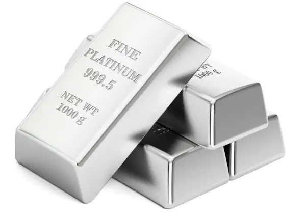 Sztabki czystej platyny 999.5, każda o wadze 1000 g. To jest właśnie platyna – cenny metal szlachetny.