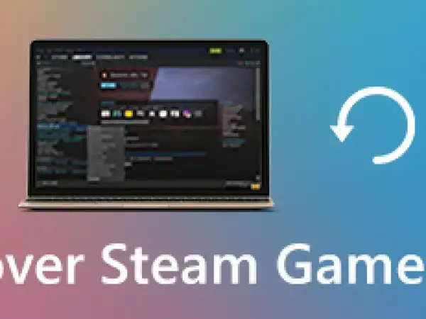 Jak zmienić walutę na Steam? Laptop z interfejsem Steam i ikoną odświeżania.
