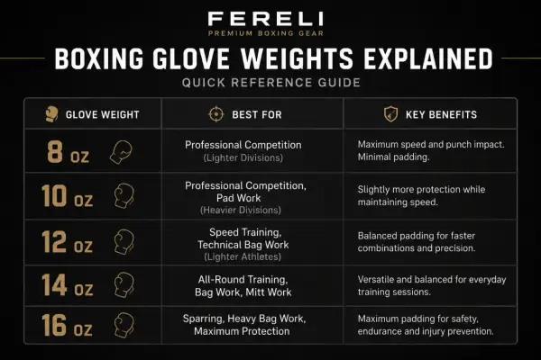 Boxing glove weights explained: 8oz for speed, 16oz for sparring. Learn which weighted gloves suit your training.