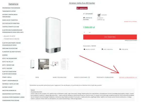 Bojler poziomy 80l Ariston Velis Evo 80, nowoczesny design, energooszczędny, cicha praca.