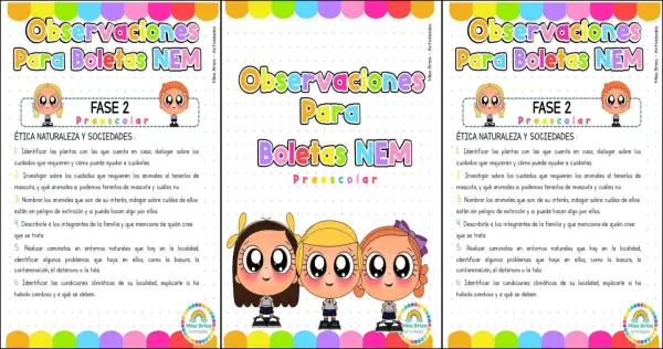 Ficha de notas infantil 3 años con dibujos de niños y actividades sobre naturaleza y sociedad.