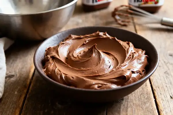 Crème onctueuse au chocolat, prête à être dégustée. Un délice de chantilly mascarpone chocolat.