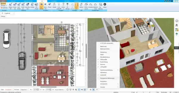 Planen Sie die Raumaufteilung Ihres Hauses mit dieser 3D-Software. Sehen Sie Grundrisse und 3D-Ansichten.