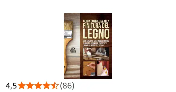 Guida alla finitura del legno, con pennelli e immagini di lavorazioni, anche su legno bruciato.