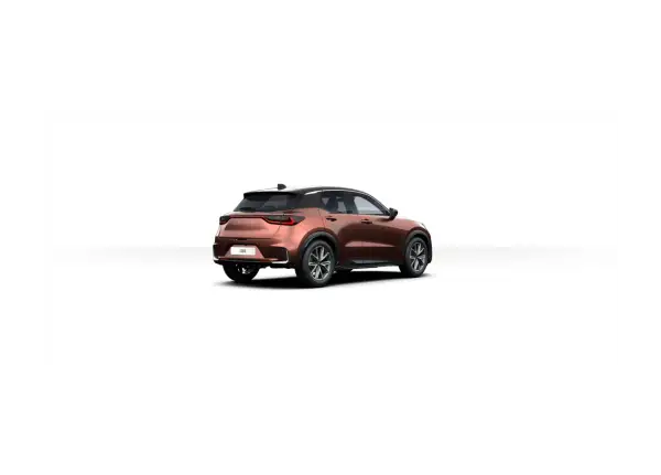Brązowy Lexus LBX z czarnym dachem, widok z tyłu. Poznaj jego kompaktowe lexus lbx wymiary, idealne do miasta.