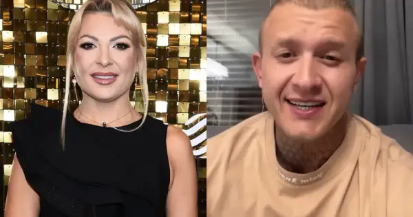 Magda Narożna z zespołem disco polo i jej partner.