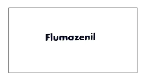 Napis "Flumazenil" w ciemnoniebieskiej, pogrubionej czcionce na białym tle.