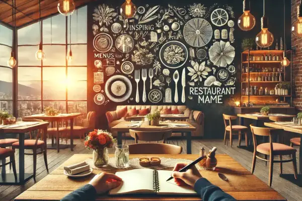 Un locale accogliente con un murale ispirato ai nomi per locali notturni. Tavoli, divani e una vista panoramica.