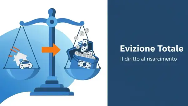Bilancia con casa e auto da un lato, denaro dall'altro. Illustra il **garanzia per evizione significato** e il diritto al risarcimento.