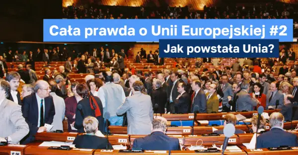 Ludzie w sali obrad, dyskutujący o tym, kiedy powstała Unia Europejska.