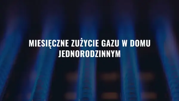 Płomienie palnika gazowego symbolizują miesięczne zużycie gazu w domu jednorodzinnym.