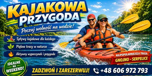 Para w kajaku na rzece krzna, poczuj wolność na wodzie! Spływy kajakowe, piękne trasy i aktywny wypoczynek. Zadzwoń i zarezerwuj!