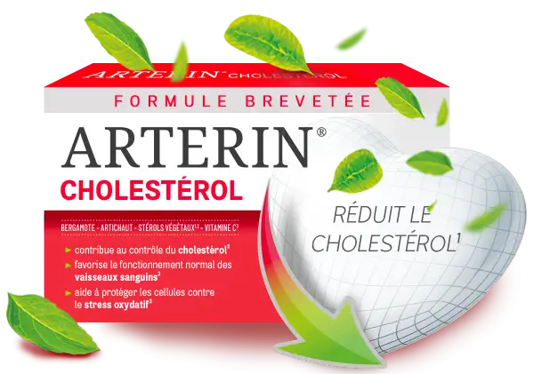 Arterin, une formule brevetée avec vitamine pour baisser le cholestérol. Aide au contrôle du cholestérol et à la protection des cellules.