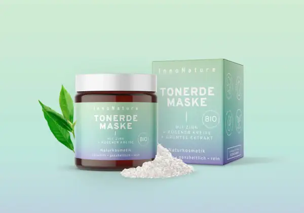InnoNature Tonerde Maske mit Zink & Grüntee-Extrakt, ideal für die T-Zone. Naturkosmetik, natürlich & rein.