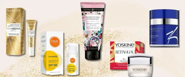 Kremy z ceramidami i peptydami: Perfecta Ceramiedica, Dax Sun, Yoskin Retinolox. Balsam regenerujący Barwa i krem ZO Skin Health.