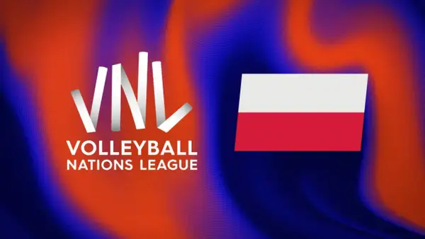 Logo VNL Volleyball Nations League i flaga Polski. Emocje sięgają zenitu, kiedy final ligi narodow!
