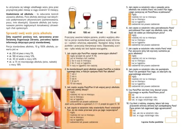 Test sprawdzający wzór picia alkoholu. Czy po inhalacji można pić alkohol? Odpowiedzi na pytania pomogą ocenić nawyki.