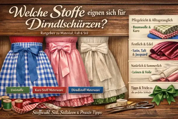 Stoffe für Dirndl: Karo, Satin, Leinen & mehr. Ratgeber für die perfekte Schürze mit Stil.
