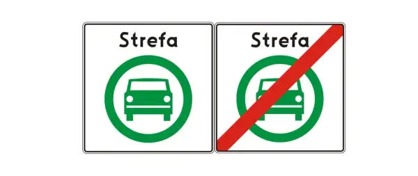 Nowe znaki drogowe: Strefa ruchu dla samochodów i koniec strefy ruchu dla samochodów.