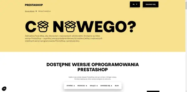 Strona PrestaShop informuje o nowościach i dostępnych wersjach oprogramowania. Zaktualizuj swój sklep, aby skorzystać z najnowszych udoskonaleń PrestaShop.