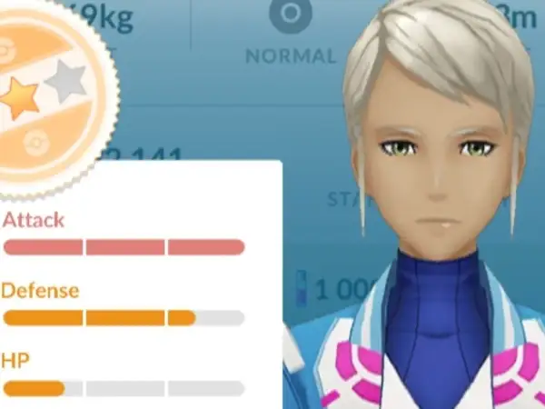 Statystyki postaci w iv pokemon go: atak, obrona i HP.