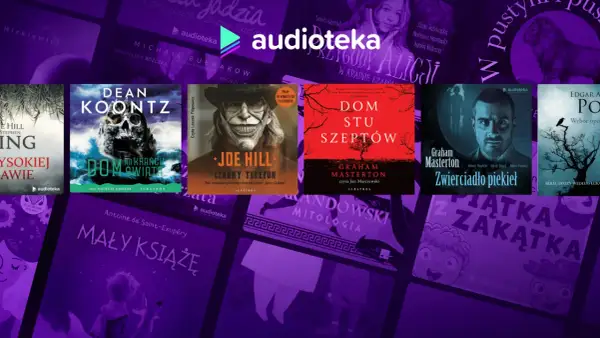 Najstraszniejsze książki horrory na Audiotece: "Dom stu szeptów", "Zwierciadło piekieł", "Czarny telefon" i inne mroczne opowieści.