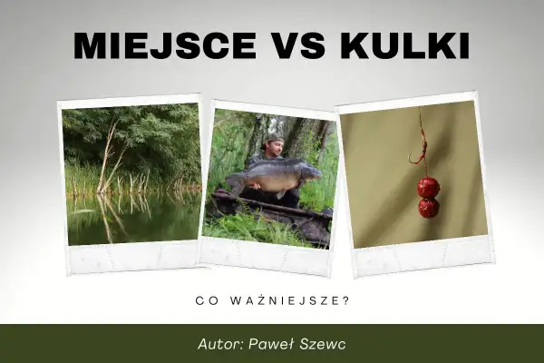 Miejsce czy kulki? Wędkarz z karpiem i przynęty na karpia. Co ważniejsze?